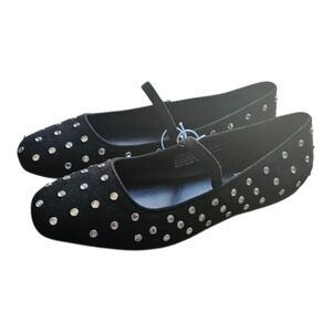 Ophelia Roe Square Toe Black Mary Jane Studded Ballet Flats Size 8 Whimsigoth